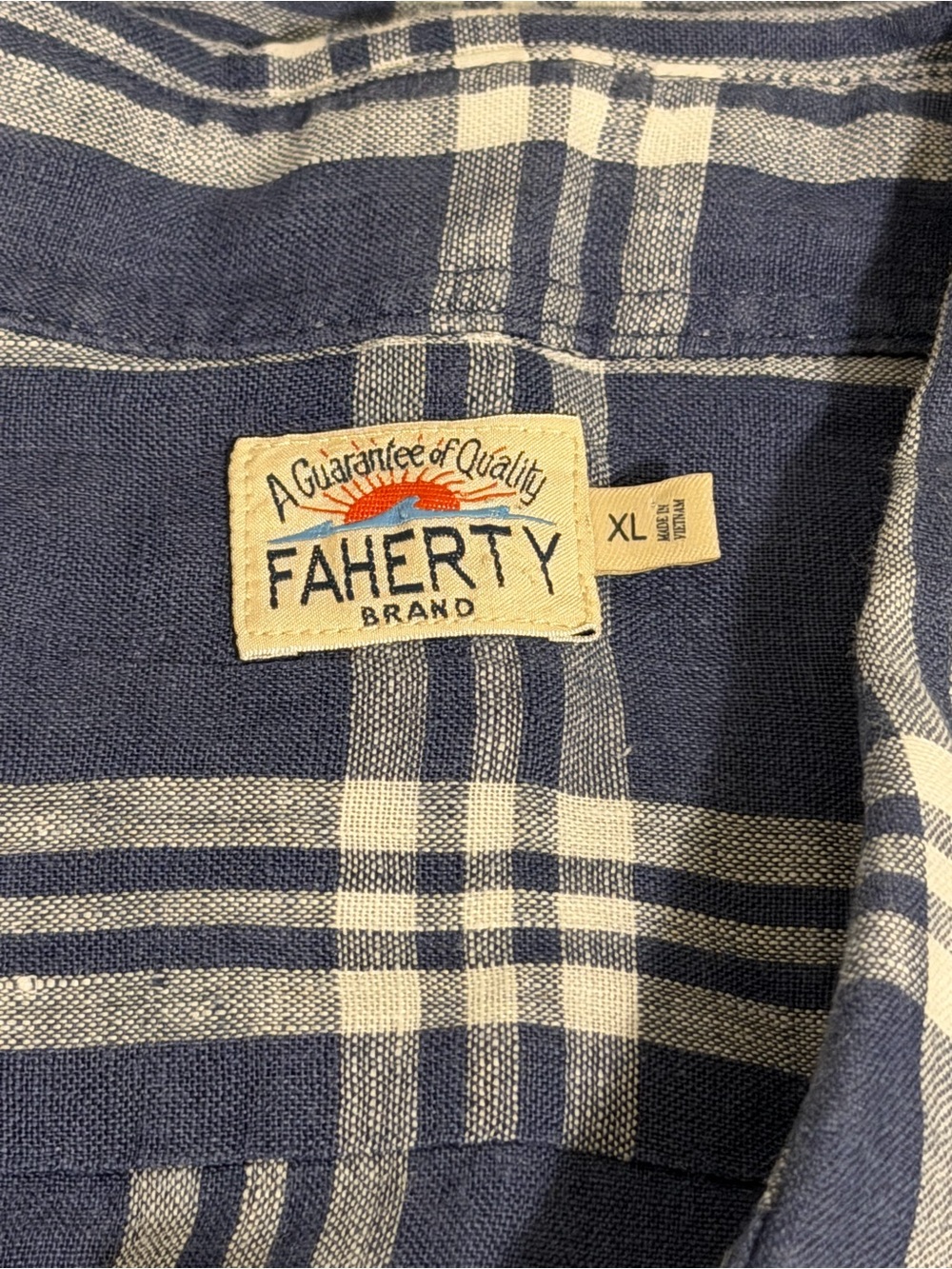 Faherty Size XL Jetty Plaid Linen Laguna Long Sleeve Shirt Preppy Casual Coastal - Picture 4 of 7